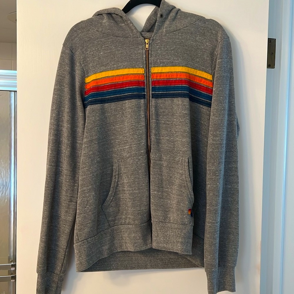 Aviator Nation | 5-Stripe Hoodie | Size: L | Color: Heather Grey